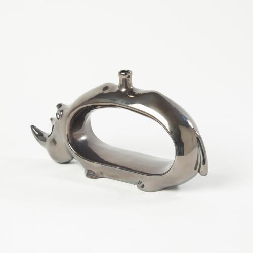 Rhino Vase-Metallic