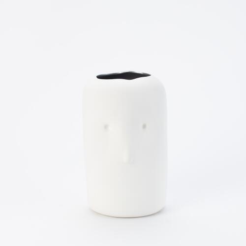 Impressionistic Simple Face Vase-Matte White