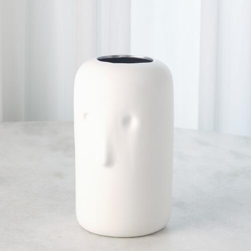 Impressionistic Simple Face Vase-Matte White
