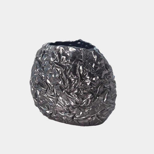 Sherrie Crinkled Paper Vase-Silver