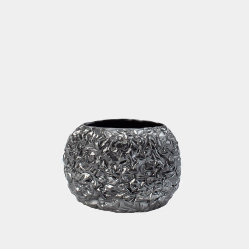 Sherrie Crinkled Paper Vase-Silver