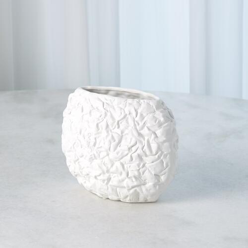 Crinkled Paper Vase-Matte White