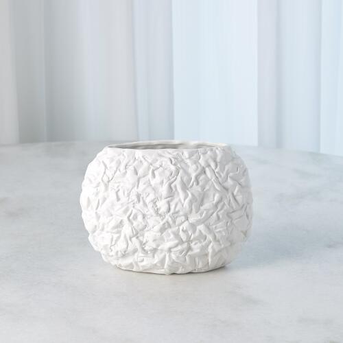 Crinkled Paper Vase-Matte White
