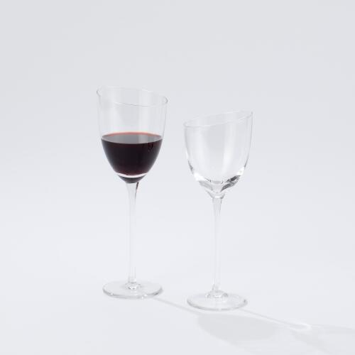 asymmetrical slant wine glass