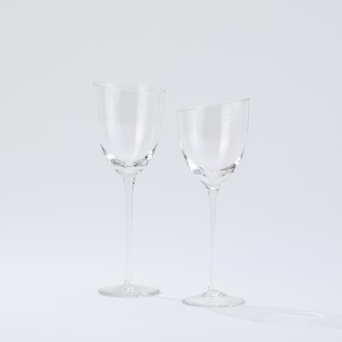 Asymmetrical Slant Wine Glass