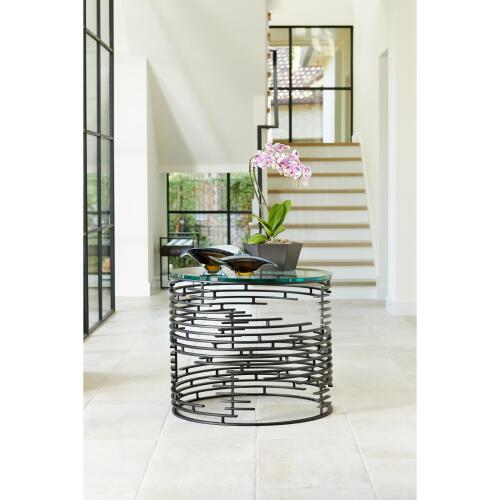 Bent Leaf Bowl-Blue/Amber