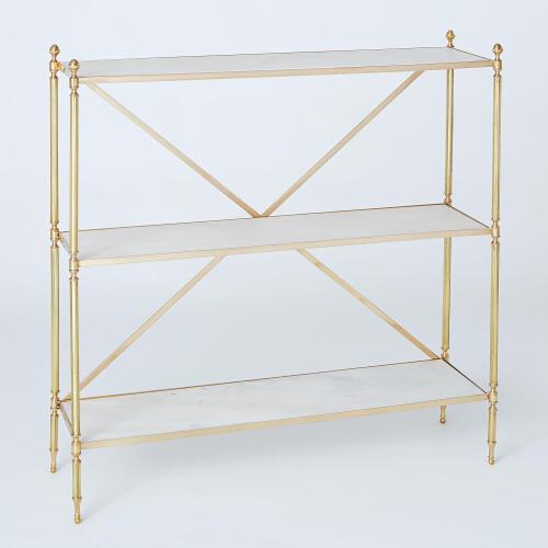 acorn open shelf-brass