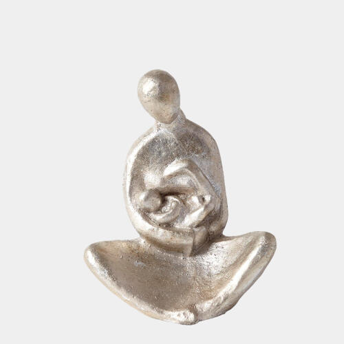 Seated Mother with Infant Sculpture-Silver Leaf