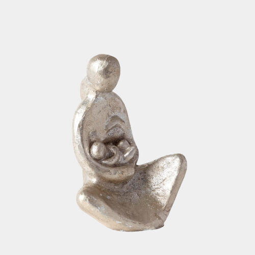 Seated Mother with Infant Sculpture-Silver Leaf