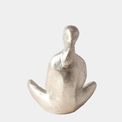 Seated Mother with Infant Sculpture-Silver Leaf