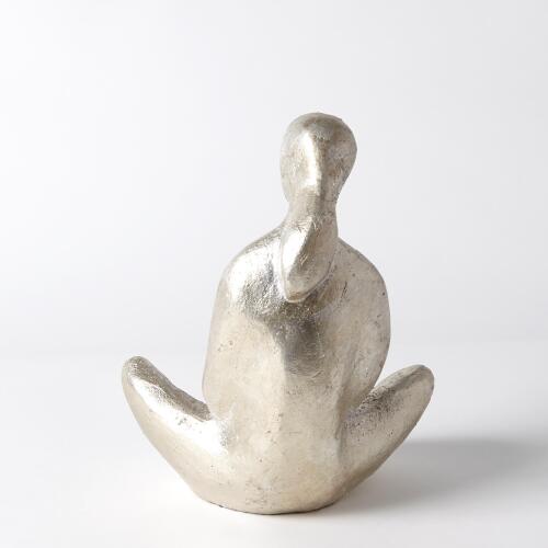 Seated Mother with Infant Sculpture-Silver Leaf