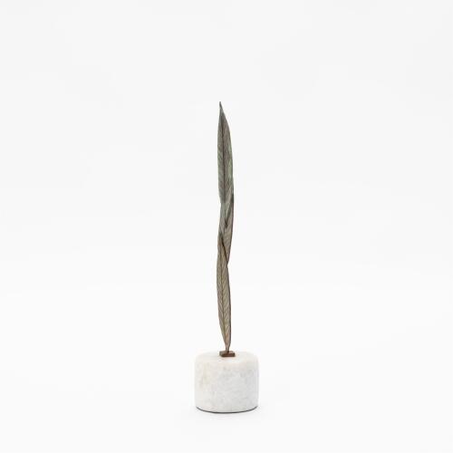 Falling Leaves Sculpture-Antique Brass/Marble