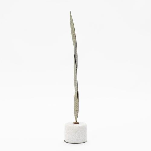 Falling Leaves Sculpture-Antique Brass/Marble