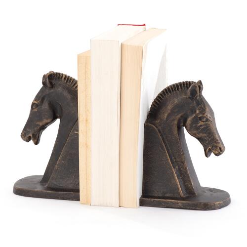 Trojan Horse Head Bookends-Bronze