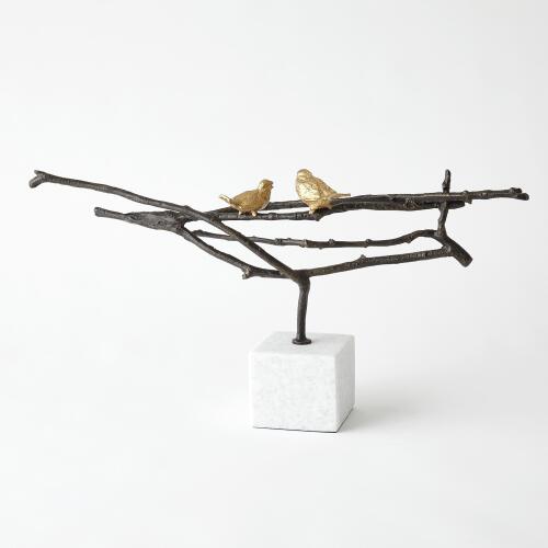 Nesting Birds Sculpture-Gold Leaf
