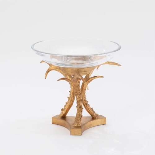 bowl holder w/glass-gold