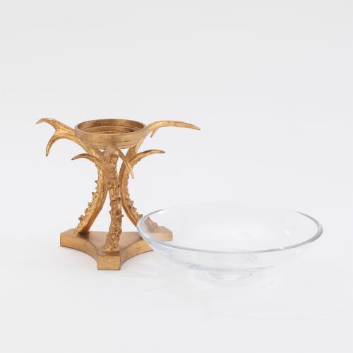 Bowl Holder W/Glass-Gold