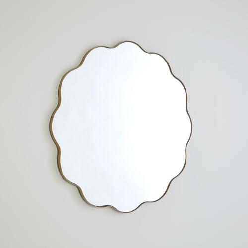Scalloped Mirror with Gold Metal Frame