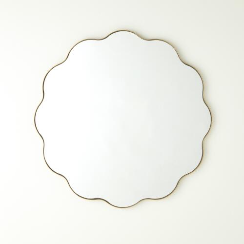 Scalloped Mirror with Gold Metal Frame