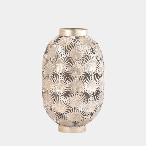 Tropical Palm Leaf Nickel Lantern