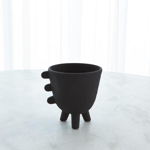 Primitive Porcelain 3 Leg Cache Pot-Black
