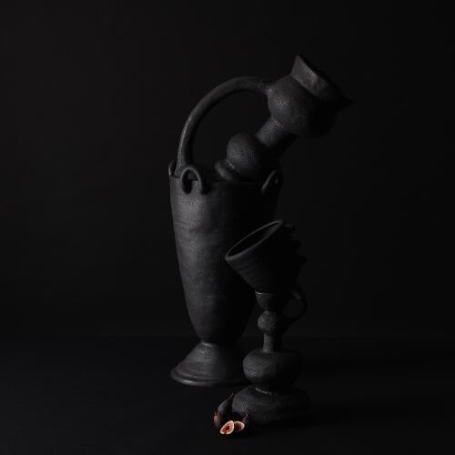 Primitive Porcelain Vase-Black