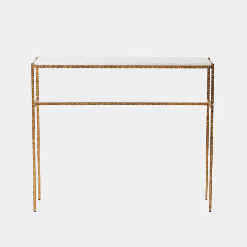 Shadrach Cut Iron Console Table-Gold Leaf