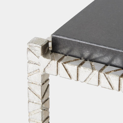 Shadrach Cut Iron Cocktail Table-Silver Leaf