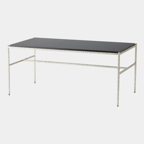 Shadrach Cut Iron Cocktail Table-Silver Leaf