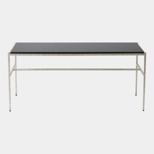 Shadrach Cut Iron Cocktail Table-Silver Leaf