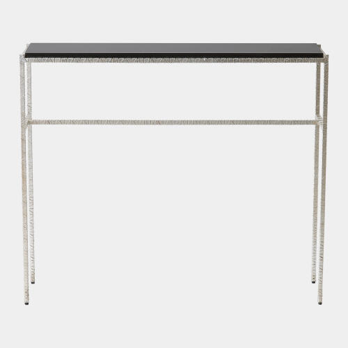 Shadrach Cut Iron Console Table-Silver Leaf