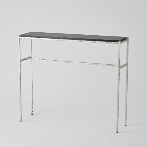 Cut Iron Console Table-Silver Leaf