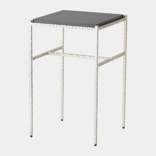 Shadrach Cut Iron Side Table-Silver Leaf