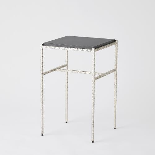 Cut Iron Side Table-Silver Leaf