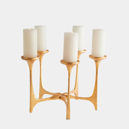 Gathered Candleholder-Gold Leaf