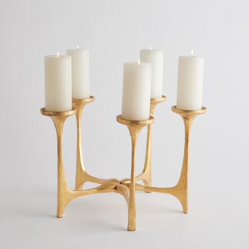 Gathered Candleholder-Gold Leaf