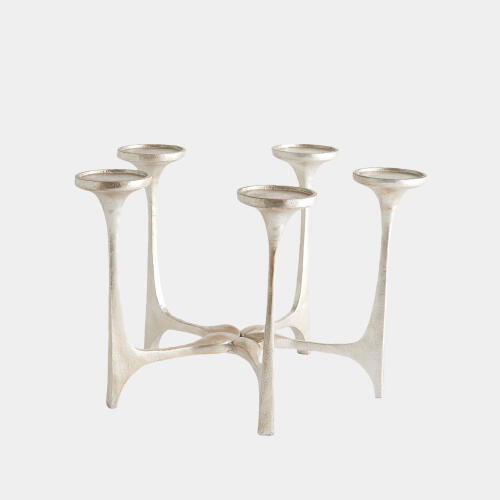 Gathered Candleholder-Silver Leaf