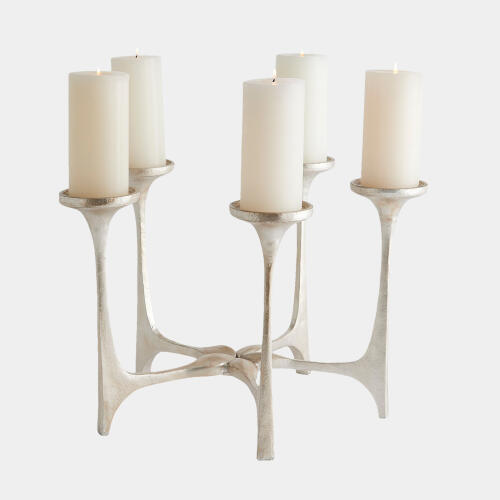 Gathered Candleholder-Silver Leaf