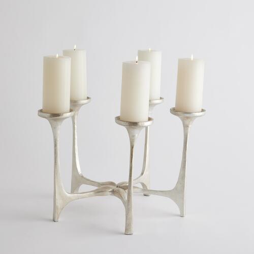 Gathered Candleholder-Silver Leaf