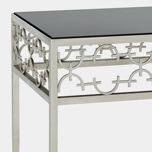 Nikos C-Fret Side Table-Silver