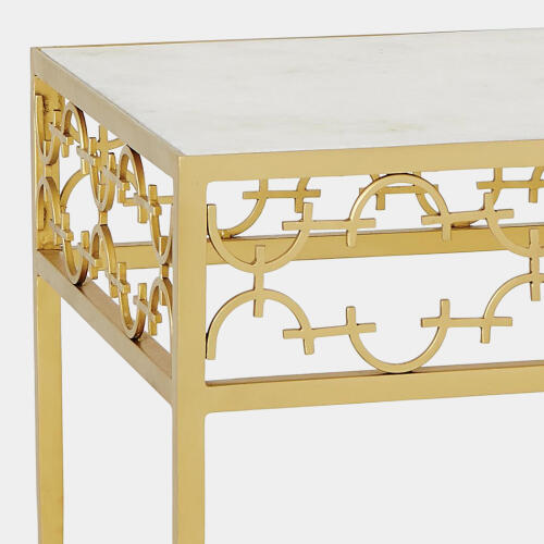Nikos C-Fret Side Table-Gold