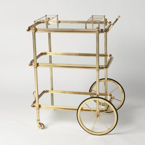 English Bar Cart and Tea Trolley-Brass