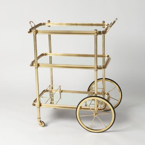 English Bar Cart and Tea Trolley-Brass