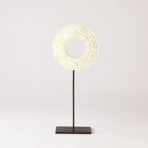 Four Layer Bone Scalloped Mounted Ring-White