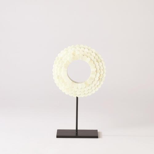 Four Layer Bone Scalloped Mounted Ring-White