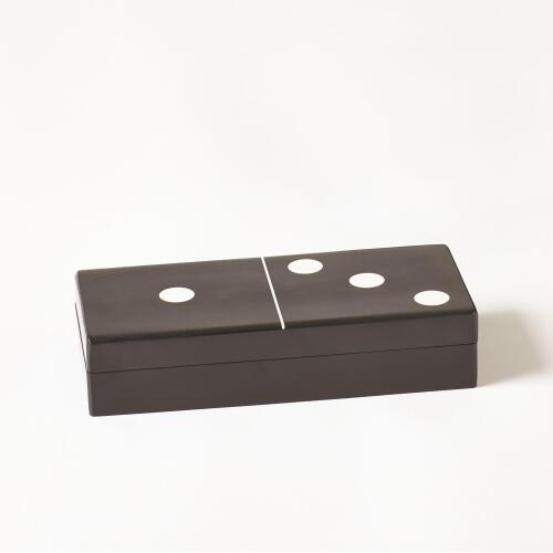 Dominoes Box-Black w/White Dots