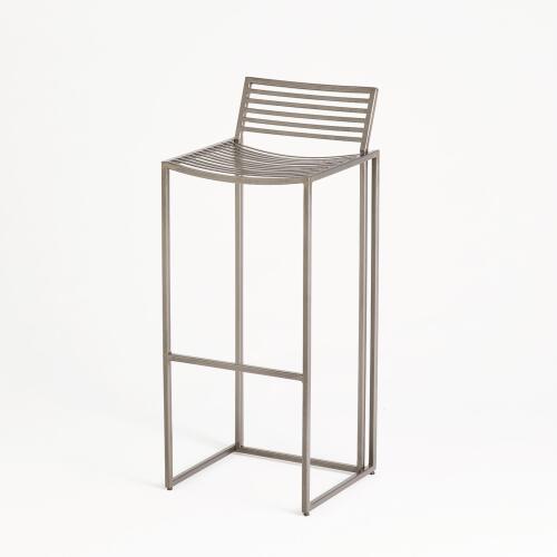 Slat Bar Stool-Light Gunmetal