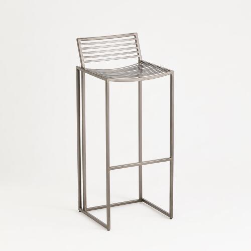 Slat Bar Stool-Light Gunmetal