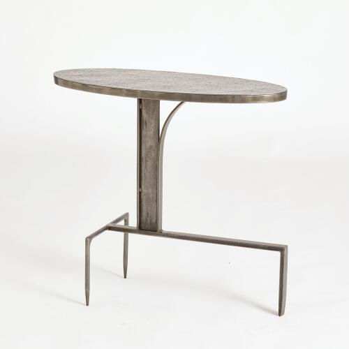 Hammered Cantilever Side Table-Natural Iron