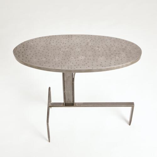 Hammered Cantilever Side Table-Natural Iron